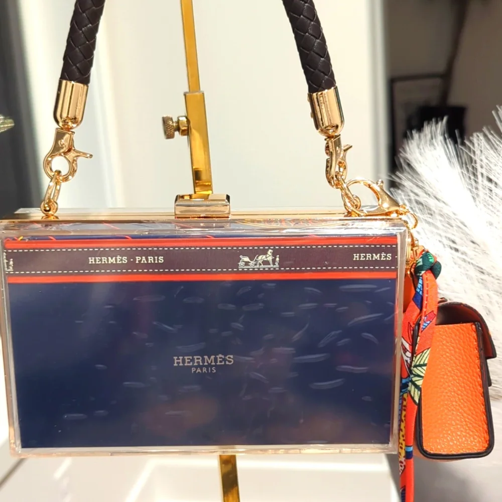 Hermes Paper Shopping Bag UPCYCLED Novelty Clutch - Picture 4 of 10